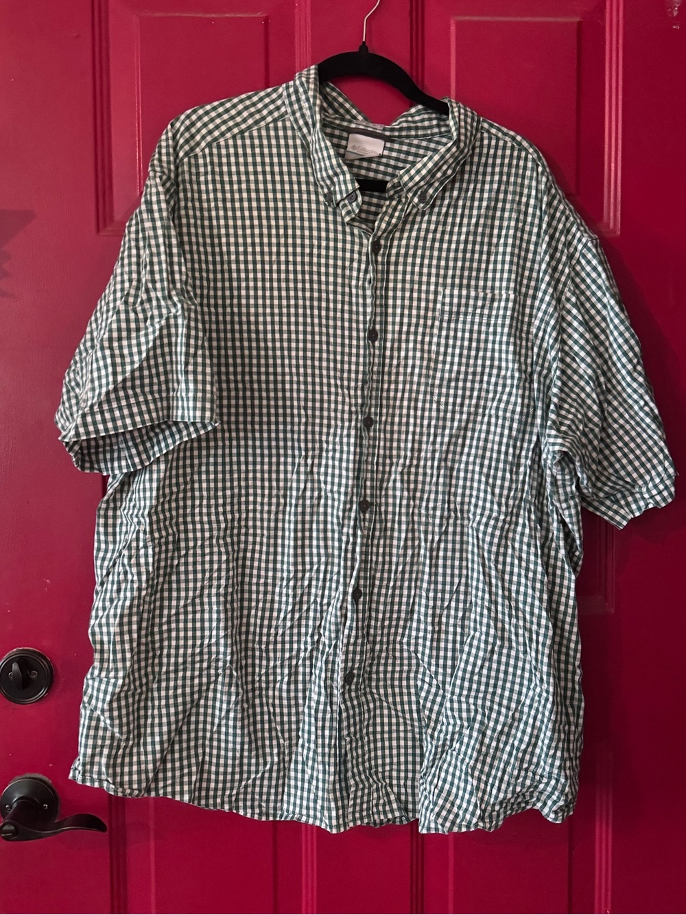 Green Gingham Short-Sleeve Button-Up Shirt - Men